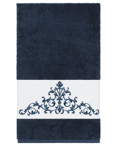 Linum Home Textiles Turkish Cotton Scarlet Embellished Bath Towel In Blue