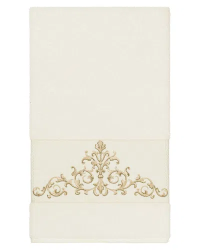 Linum Home Textiles Turkish Cotton Scarlet Embellished Bath Towel In Cream