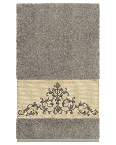Linum Home Textiles Turkish Cotton Scarlet Embellished Bath Towel In Grey