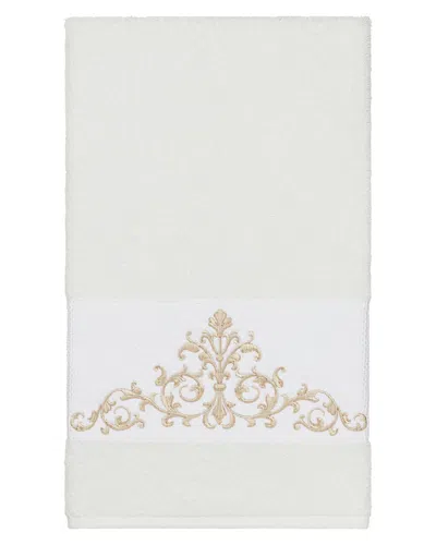 Linum Home Textiles Turkish Cotton Scarlet Embellished Bath Towel In White