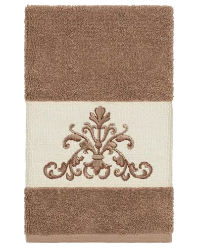 Linum Home Textiles Turkish Cotton Scarlet Embellished Hand Towel In Beige
