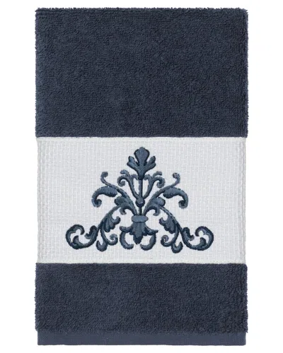 Linum Home Textiles Turkish Cotton Scarlet Embellished Hand Towel In Blue