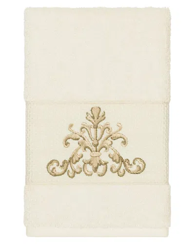 Linum Home Textiles Turkish Cotton Scarlet Embellished Hand Towel In Cream