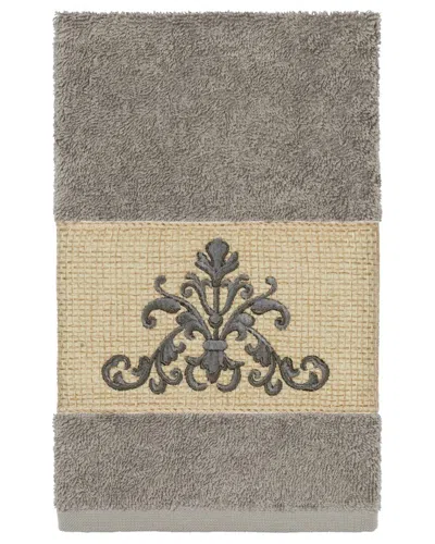 Linum Home Textiles Turkish Cotton Scarlet Embellished Hand Towel In Grey