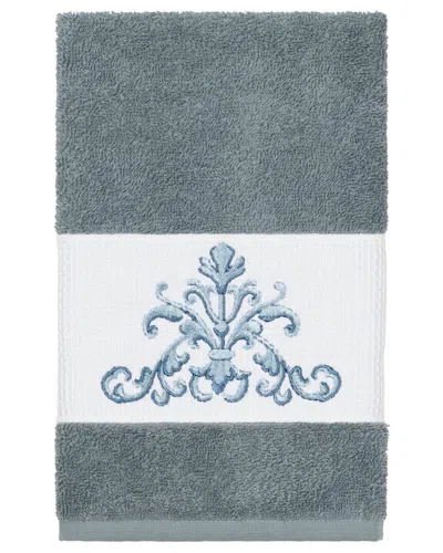 Linum Home Textiles Turkish Cotton Scarlet Embellished Hand Towel In Teal