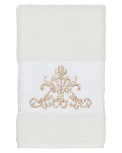 Linum Home Textiles Turkish Cotton Scarlet Embellished Hand Towel In White
