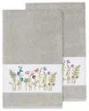 Linum Home Textiles Turkish Cotton Serenity 2pc Embellished Bath Towel Set In Grey