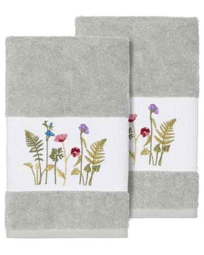 Linum Home Textiles Turkish Cotton Serenity 2pc Embellished Hand Towel Set In Multi