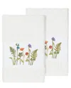 Linum Home Textiles Turkish Cotton Serenity 2pc Embellished Hand Towel Set In White