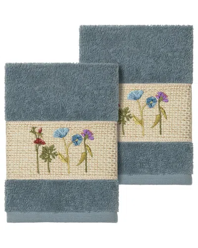 Linum Home Textiles Turkish Cotton Serenity 2pc Embellished Washcloth Set In Multi