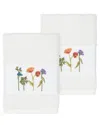 Linum Home Textiles Turkish Cotton Serenity 2pc Embellished Washcloth Set In White