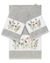 Linum Home Textiles Turkish Cotton Serenity 3pc Embellished Bath & Hand Towel Set In Grey
