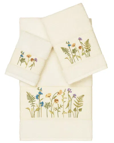 Linum Home Textiles Turkish Cotton Serenity 3pc Embellished Towel Set In Cream