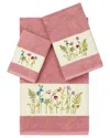 Linum Home Textiles Turkish Cotton Serenity 3pc Embellished Towel Set In Rose