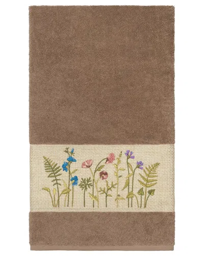 Linum Home Textiles Turkish Cotton Serenity Embellished Bath Towel In Beige