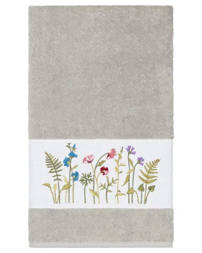 Linum Home Textiles Turkish Cotton Serenity Embellished Bath Towel In Grey