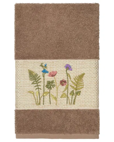 Linum Home Textiles Turkish Cotton Serenity Embellished Hand Towel In Beige