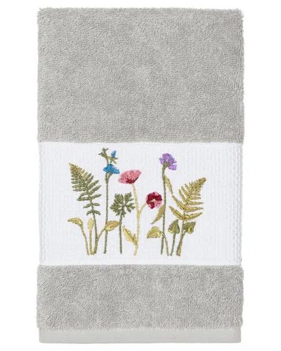 Linum Home Textiles Turkish Cotton Serenity Embellished Hand Towel In Grey