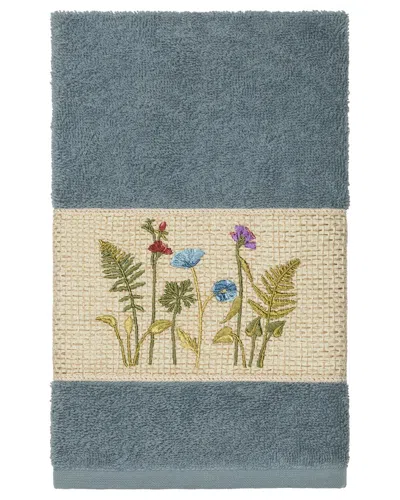 Linum Home Textiles Turkish Cotton Serenity Embellished Hand Towel In Teal