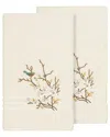 Linum Home Textiles Turkish Cotton Spring Time 2pc Embellished Bath Towel Set In Cream