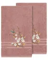 Linum Home Textiles Turkish Cotton Spring Time 2pc Embellished Bath Towel Set-tea Rose In Rose