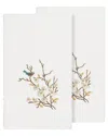 Linum Home Textiles Turkish Cotton Spring Time 2pc Embellished Bath Towel Set In White