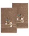 Linum Home Textiles Turkish Cotton Spring Time 2pc Embellished Hand Towel Set In Beige