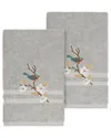 Linum Home Textiles Turkish Cotton Spring Time 2pc Embellished Hand Towel Set In Grey