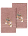 Linum Home Textiles Turkish Cotton Spring Time 2pc Embellished Hand Towel Set-tea Rose In Rose
