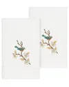 Linum Home Textiles Turkish Cotton Spring Time 2pc Embellished Hand Towel Set In White