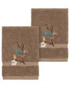 Linum Home Textiles Turkish Cotton Spring Time 2pc Embellished Washcloth Set In Beige