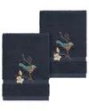 Linum Home Textiles Turkish Cotton Spring Time 2pc Embellished Washcloth Set In Blue