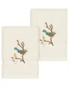 Linum Home Textiles Turkish Cotton Spring Time 2pc Embellished Washcloth Set In Cream