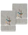Linum Home Textiles Turkish Cotton Spring Time 2pc Embellished Washcloth Set In Grey