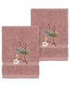 Linum Home Textiles Turkish Cotton Spring Time 2pc Embellished Washcloth Set In Rose