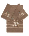 Linum Home Textiles Turkish Cotton Spring Time 3pc Embellished Bath & Hand Towel Set In Beige