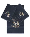Linum Home Textiles Turkish Cotton Spring Time 3pc Embellished Bath & Hand Towel Set In Blue