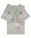 Linum Home Textiles Turkish Cotton Spring Time 3pc Embellished Bath & Hand Towel Set In Grey