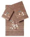 Linum Home Textiles Turkish Cotton Spring Time 3pc Embellished Towel Set In Beige