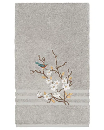 Linum Home Textiles Turkish Cotton Spring Time Embellished Bath Towel In Grey