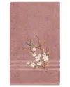 Linum Home Textiles Turkish Cotton Spring Time Embellished Bath Towel In Rose