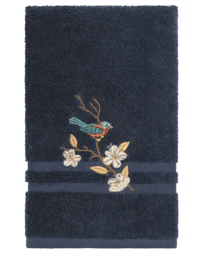 Linum Home Textiles Turkish Cotton Spring Time Embellished Hand Towel In Blue