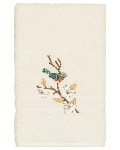 Linum Home Textiles Turkish Cotton Spring Time Embellished Hand Towel In Cream