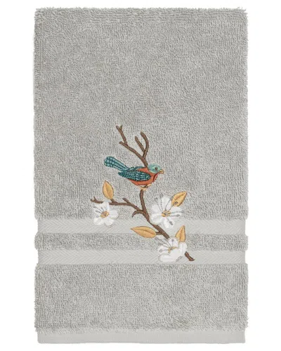 Linum Home Textiles Turkish Cotton Spring Time Embellished Hand Towel In Grey