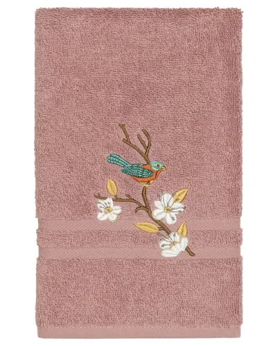 Linum Home Textiles Turkish Cotton Spring Time Embellished Hand Towel In Rose