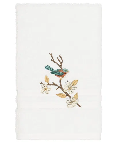 Linum Home Textiles Turkish Cotton Spring Time Embellished Hand Towel In White