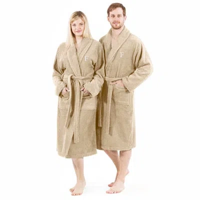 Linum Home Textiles Turkish Cotton Terry Cloth Mid-calf Bathrobe With Pockets In Beige
