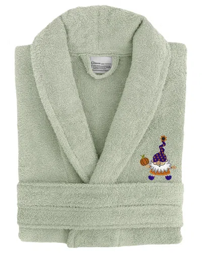 Linum Home Textiles Turkish Cotton Terry Embroidered Unisex Bath Robe In Green