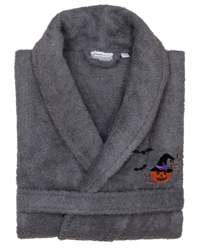 Linum Home Textiles Turkish Cotton Terry Embroidered Unisex Bath Robe In Gray