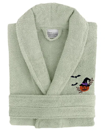 Linum Home Textiles Turkish Cotton Terry Embroidered Unisex Halloween Bath Robe In Green